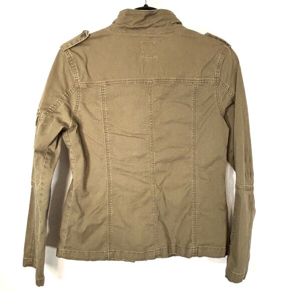 KENSIE JEANS Jacket Army Green Military Style Utility Denim Pockets - Picture 2 of 8
